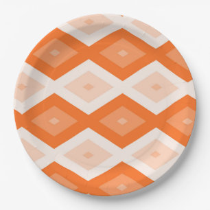 Plato De Papel patrón de diamante naranja