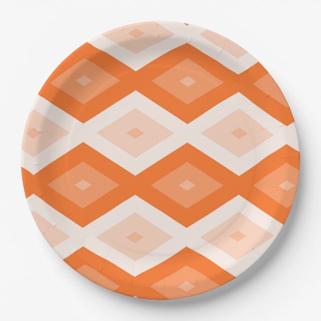 Plato De Papel patrón de diamante naranja (Anverso)