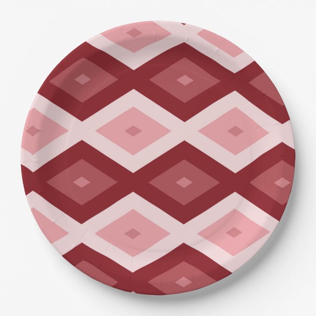 Plato De Papel Patrón de diamante rojo (Anverso)