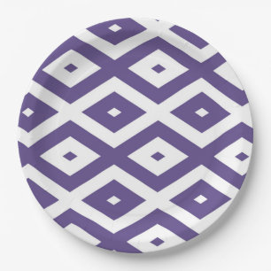 Plato De Papel Patrón de diamante ultravioleta y blanco