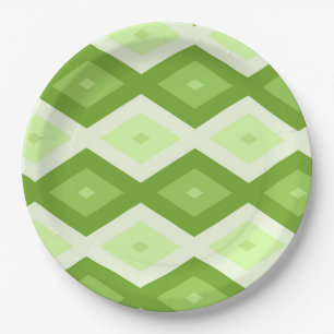 Plato De Papel Patrón de diamante verde de Chartreuse