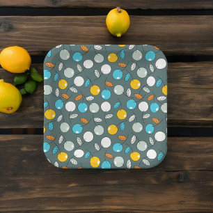 Plato De Papel Patrón de dibujos animados de frutas de cereza