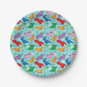 Plato De Papel Patrón de dinosaurio lindo
