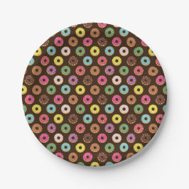 Plato De Papel Patrón De Donut Colorido En Chocolate