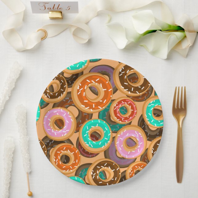 Plato De Papel Patrón de Donuts con rociadores (Boda)