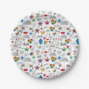 Plato De Papel Patrón de Doodle del Orgullo Gay
