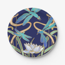 Plato De Papel Patrón de Dragonflies Art Nouveau