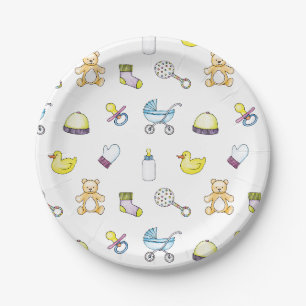 Plato De Papel Patrón de ducha de bebé