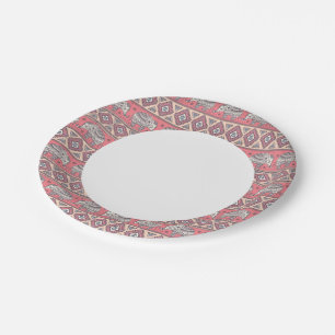 Plato De Papel Patrón de elefantes étnicos rosados