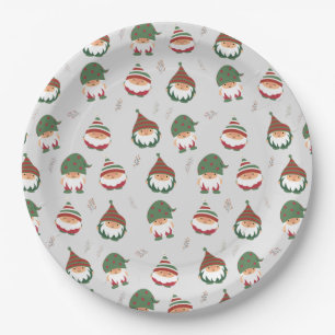 Plato De Papel Patrón de elfos de Navidades de Chubby