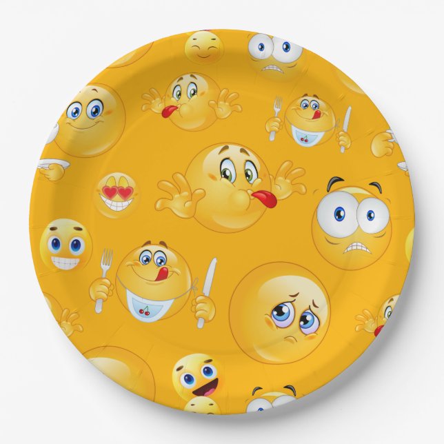 Plato De Papel Patrón de emoji 2 (Anverso)