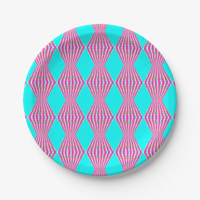 Plato De Papel patrón de encaje rosa (Anverso)