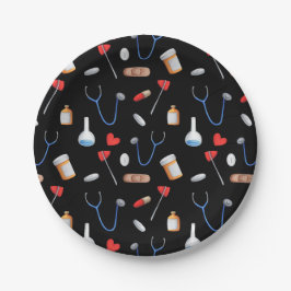 Plato De Papel Patrón de equipo médico de enfermería del hospital