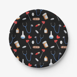 Plato De Papel Patrón de equipo médico de enfermería del hospital