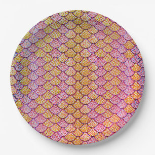 Plato De Papel Patrón de escala de sirena