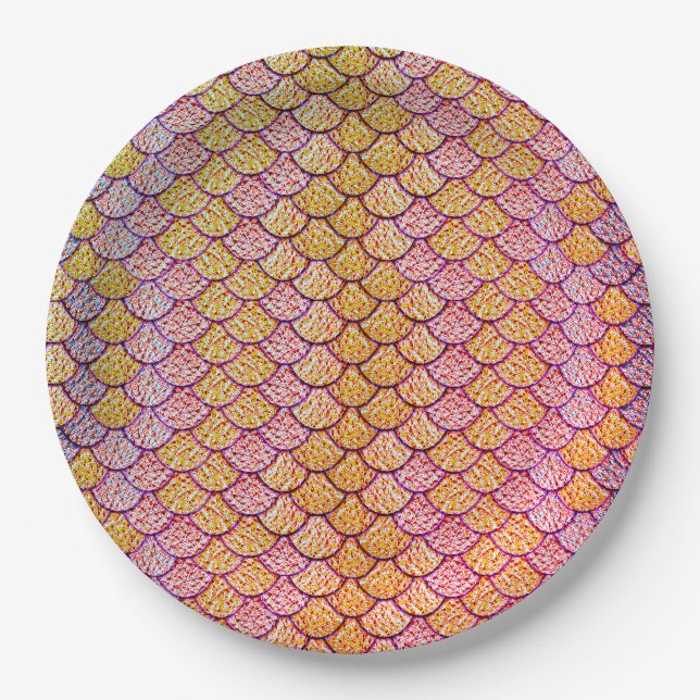 Plato De Papel Patrón de escala de sirena (Anverso)