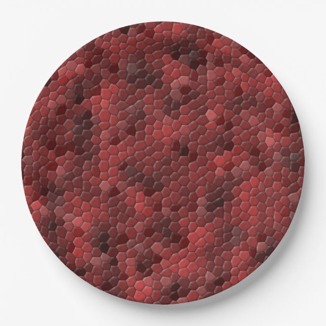 Plato De Papel Patrón de escamas de serpiente rojas (Anverso)