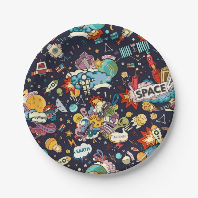 Plato De Papel Patrón de espacio (Anverso)