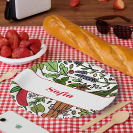 Plato De Papel Patrón de especias nombre personalizado blanco