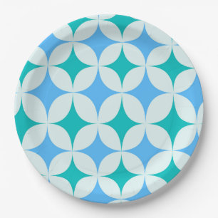 Plato De Papel Patrón de Estallidos de Estrellas Retro de Mediado