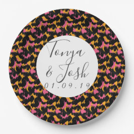 Plato De Papel Patrón de estampado de leopardo colorido boda mode