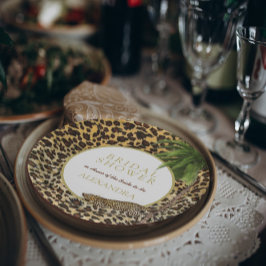 Plato De Papel Patrón de estampado de leopardo Elegante Bridal Sh
