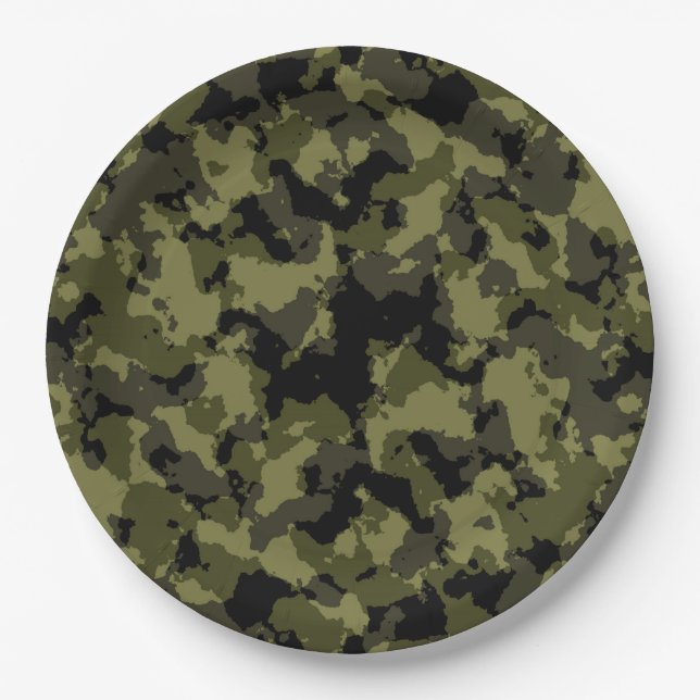 Plato De Papel Patrón de estilo militar de camuflaje (Anverso)