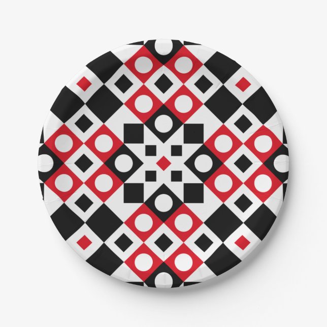 Plato De Papel Patrón de estilo moderno de cosecha geométrica (Anverso)