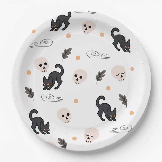 Plato De Papel Patrón de estrella de fondo de Halloween (Anverso)