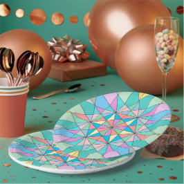 Plato De Papel Patrón de estrella de triángulo de mosaico pastel 