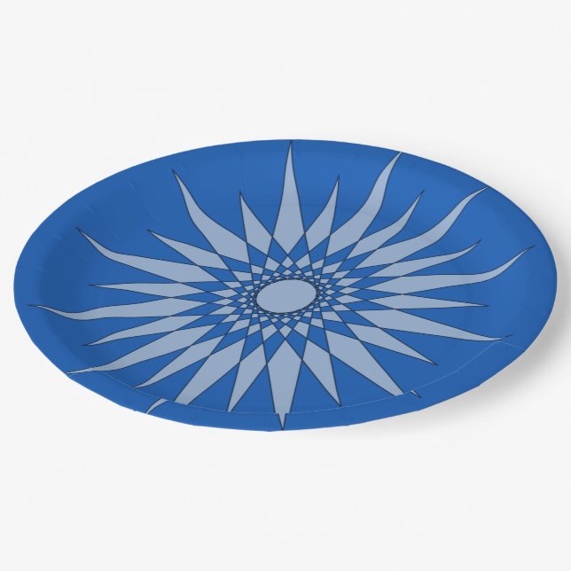 Plato de Papel - Patrón de Estrella en Azul (Angular)