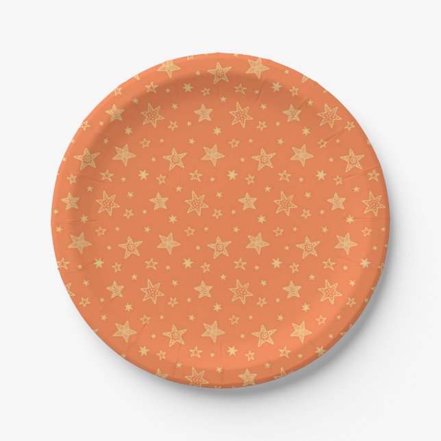 Plato De Papel patrón de estrellas (Anverso)