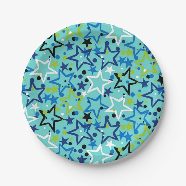 Plato De Papel Patrón de estrellas (Anverso)