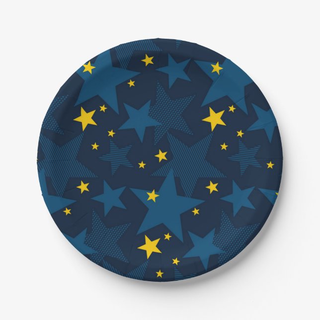 Plato De Papel patrón de estrellas (Anverso)