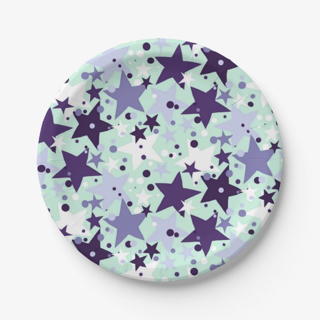 Plato De Papel patrón de estrellas (Anverso)