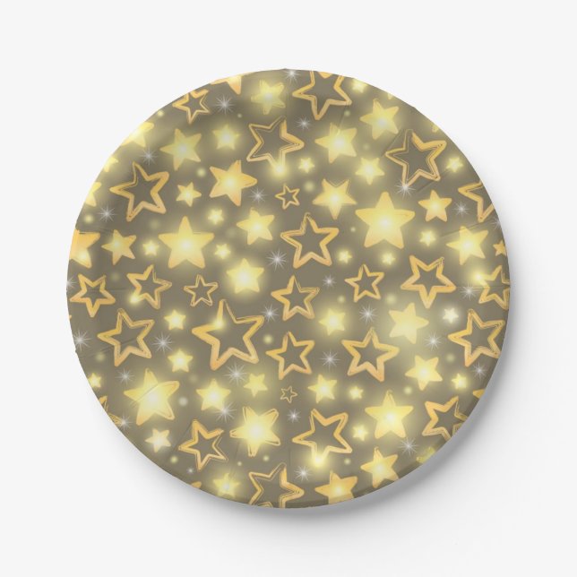 Plato De Papel patrón de estrellas (Anverso)