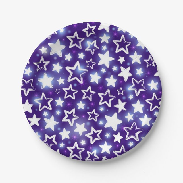 Plato De Papel Patrón de estrellas (Anverso)