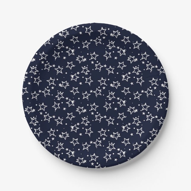Plato De Papel patrón de estrellas (Anverso)