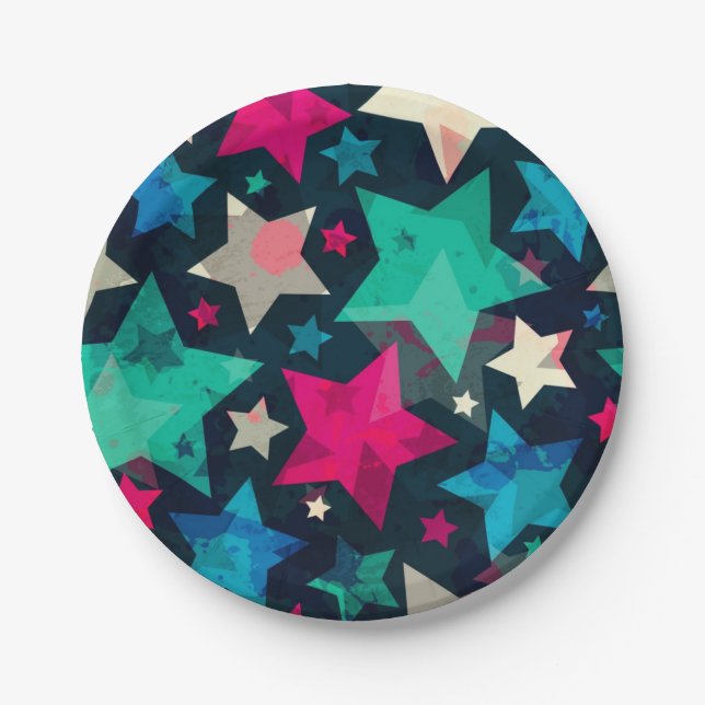 Plato De Papel patrón de estrellas (Anverso)