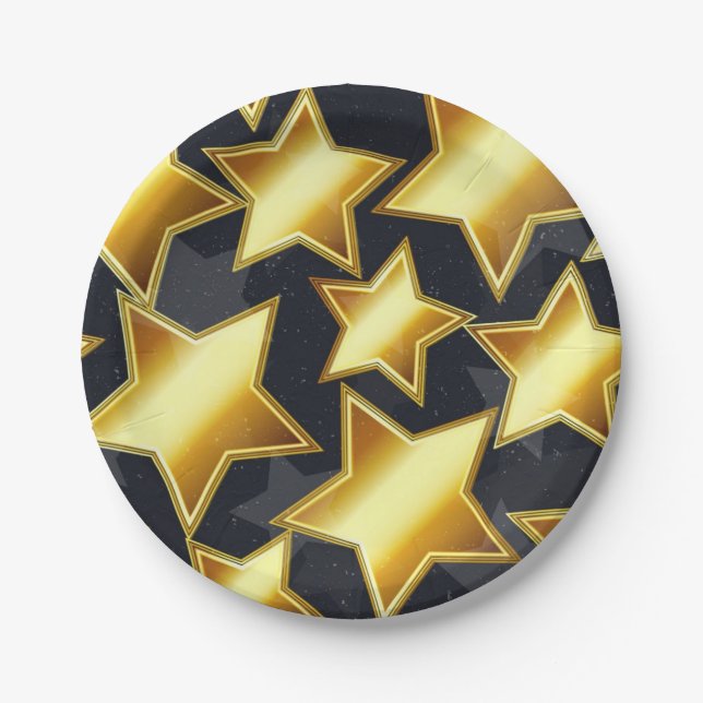 Plato De Papel patrón de estrellas (Anverso)