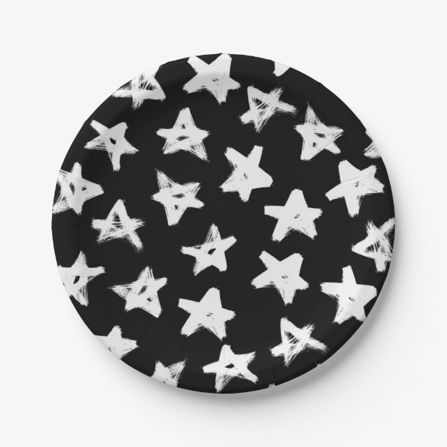 Plato De Papel Patrón de estrellas (Anverso)