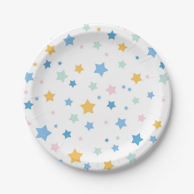 Plato De Papel Patrón de estrellas (Anverso)