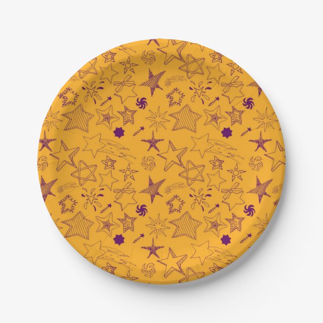 Plato De Papel patrón de estrellas (Anverso)