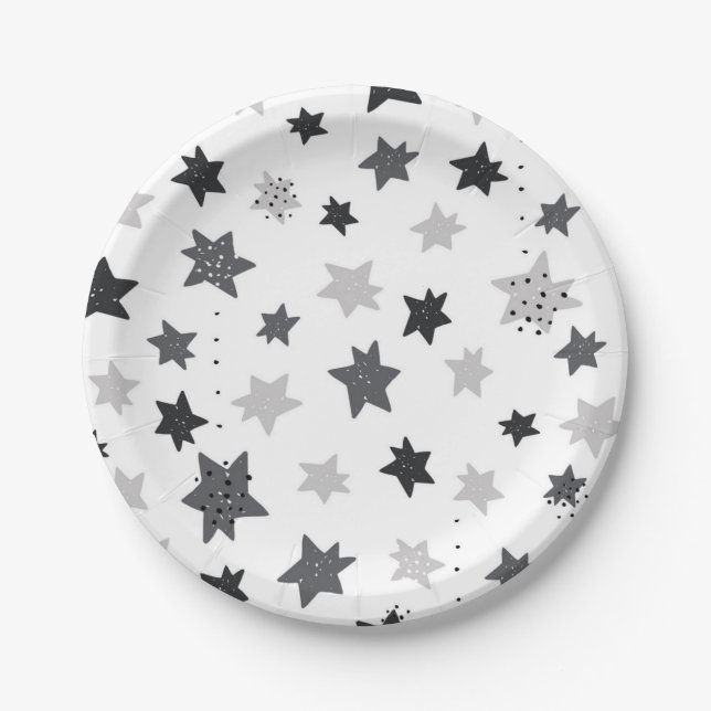 Plato De Papel Patrón de estrellas (Anverso)