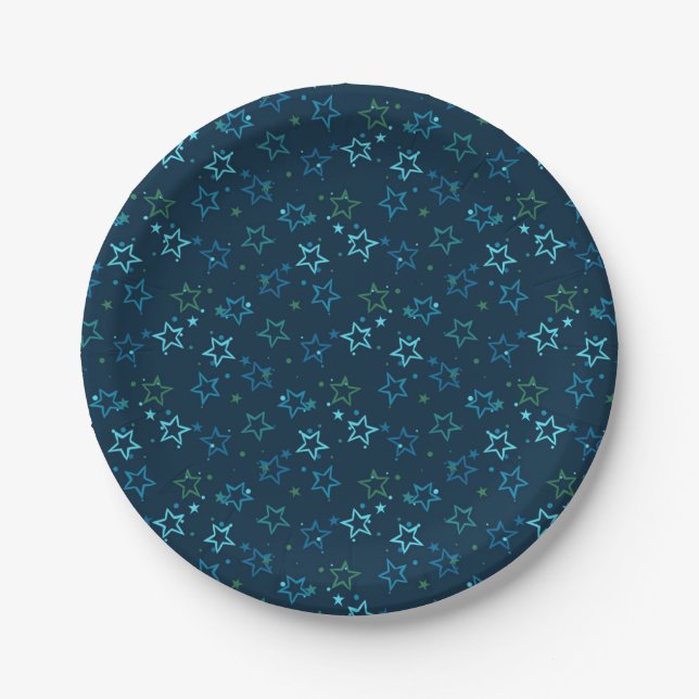 Plato De Papel patrón de estrellas (Anverso)
