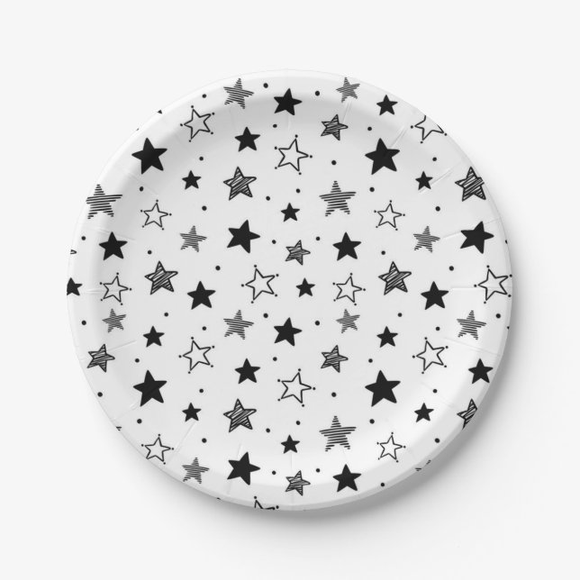Plato De Papel Patrón de estrellas (Anverso)