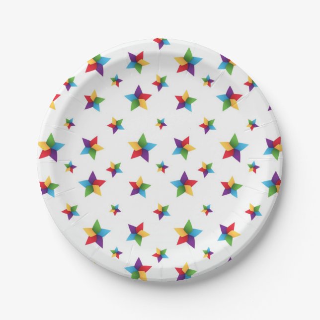 Plato De Papel Patrón de estrellas (Anverso)
