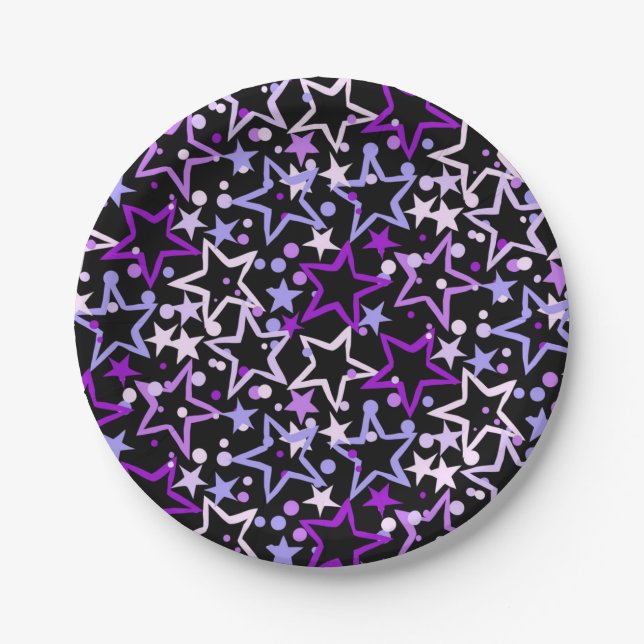 Plato De Papel patrón de estrellas (Anverso)