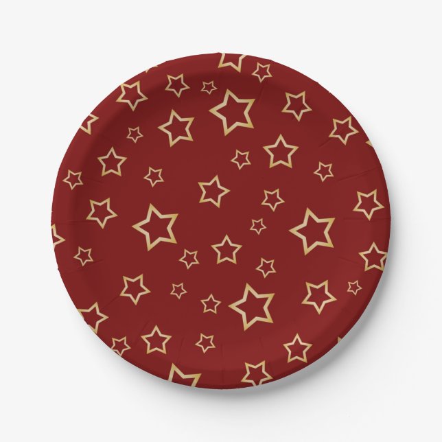 Plato De Papel patrón de estrellas (Anverso)