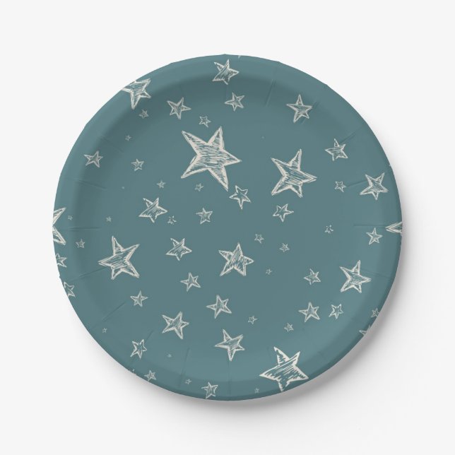 Plato De Papel patrón de estrellas (Anverso)